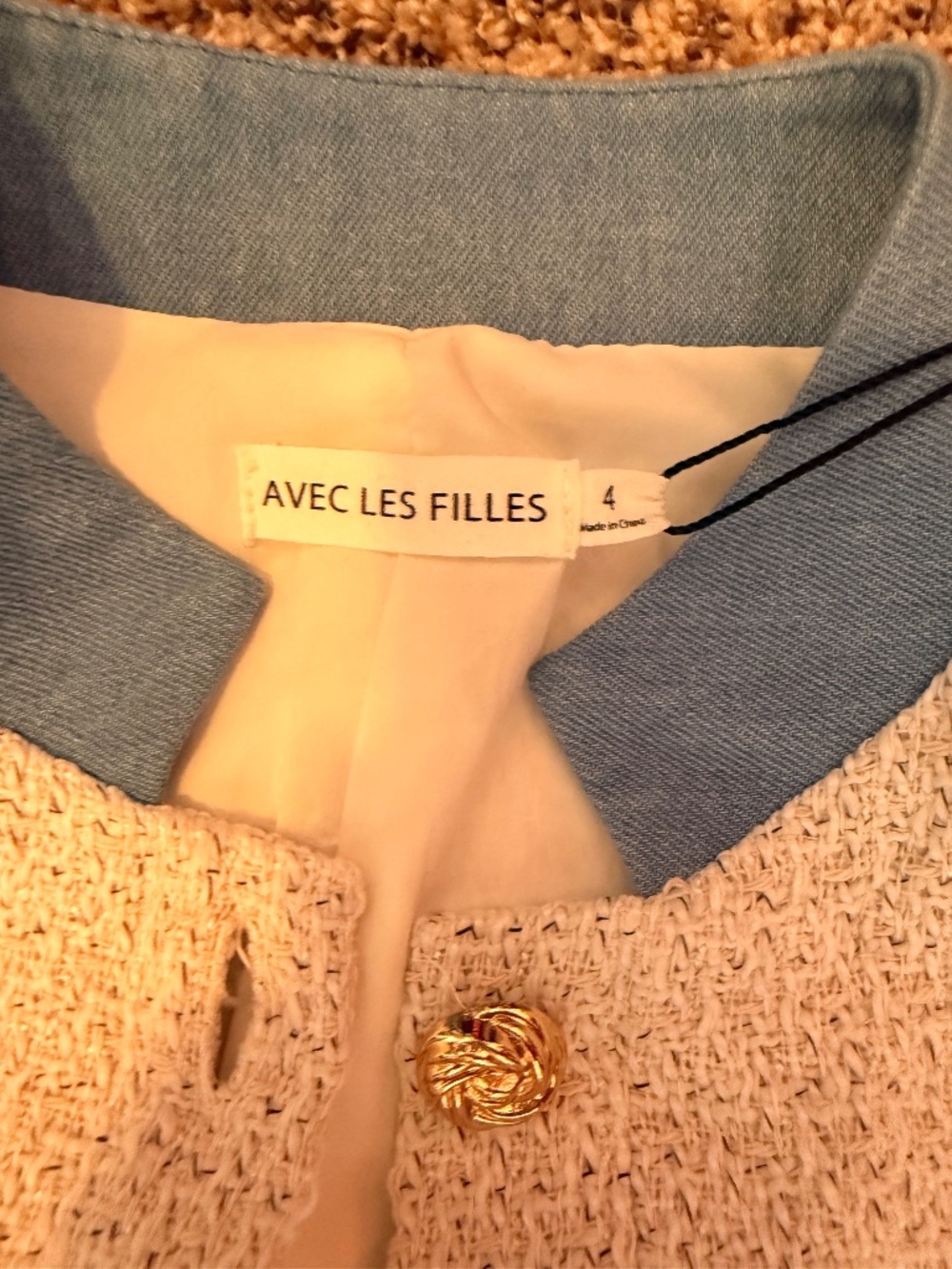 Avec Les Filles Women's Belted Denim-Trim Cotton Shirt Dress - Picture 8 of 9